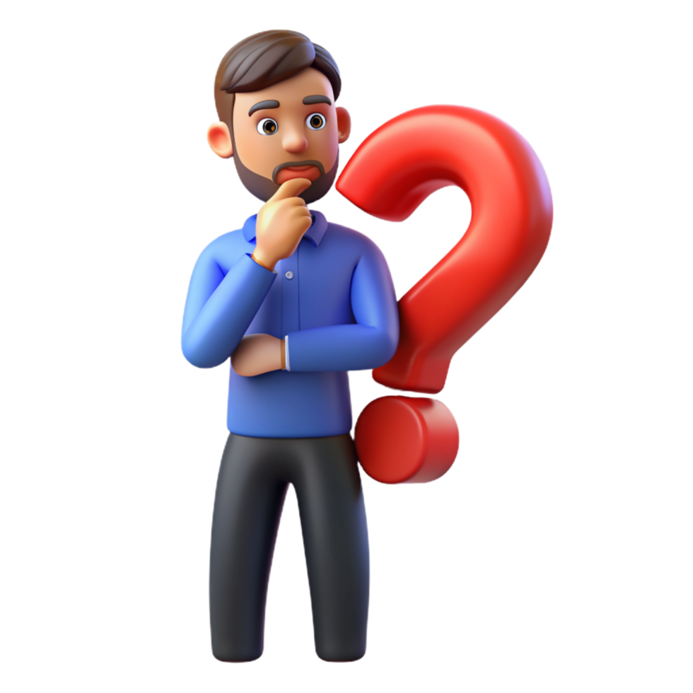 A man thinking about a question 3D photo png