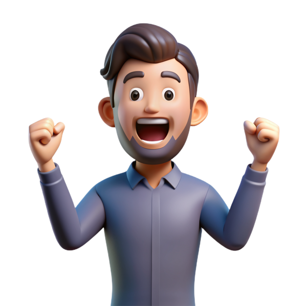 A exciting happy man 3D photo png