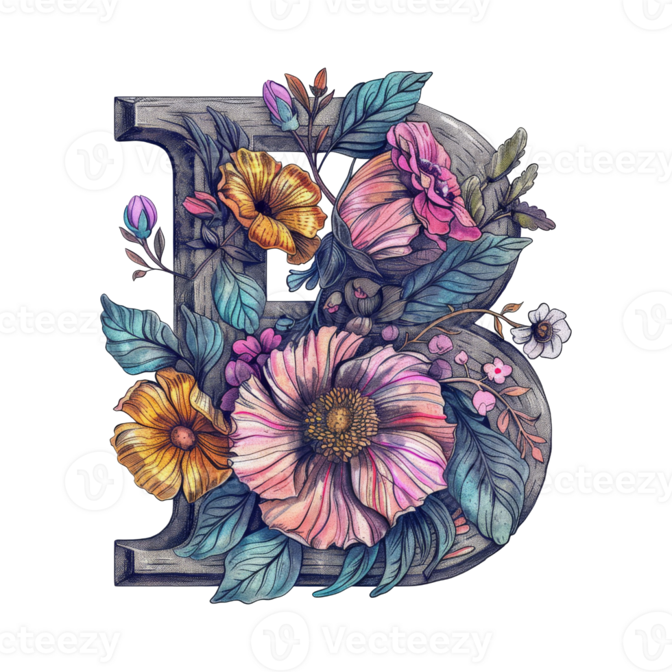 Floral Letter B Illustration png