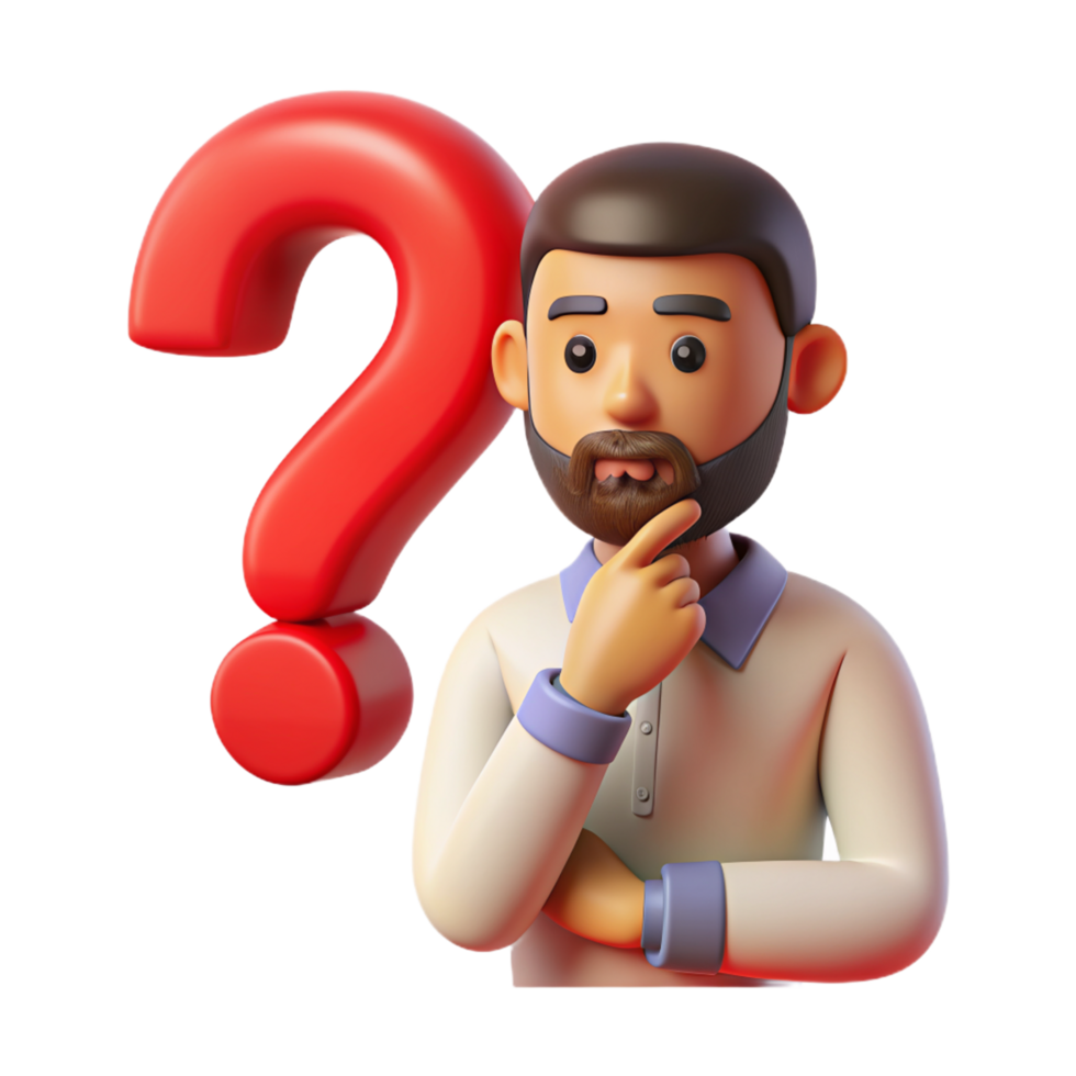 A man thinking about a question 3D photo png