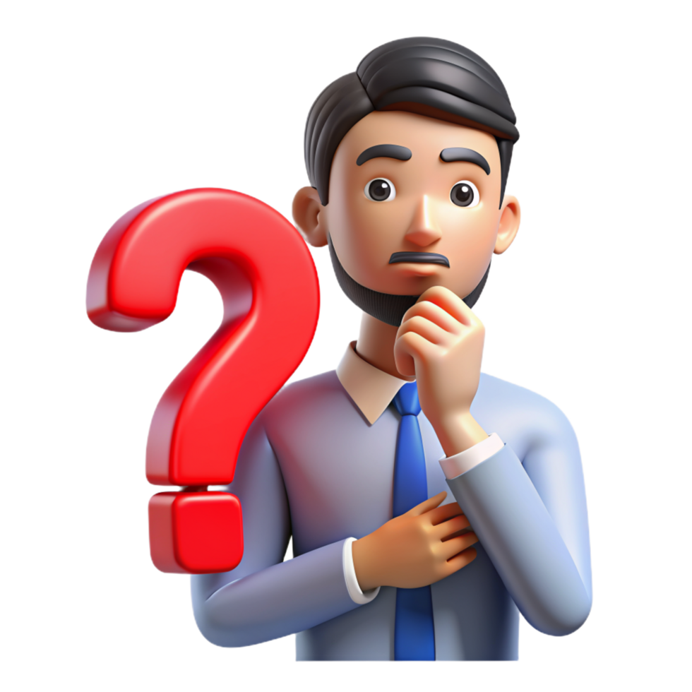 A man thinking about a question 3D photo png