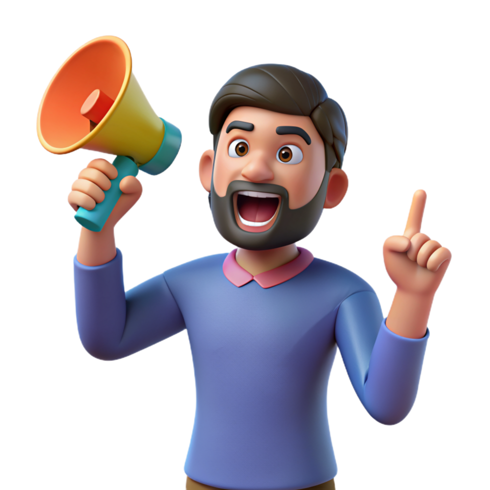 A exciting happy man 3D photo png