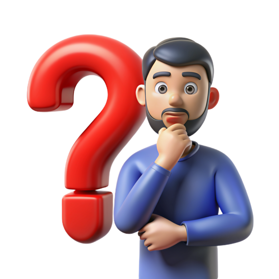 A man thinking about a question 3D photo png