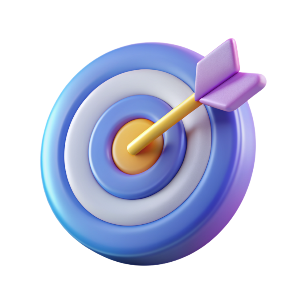 3D target icon or target symbol with arrow png