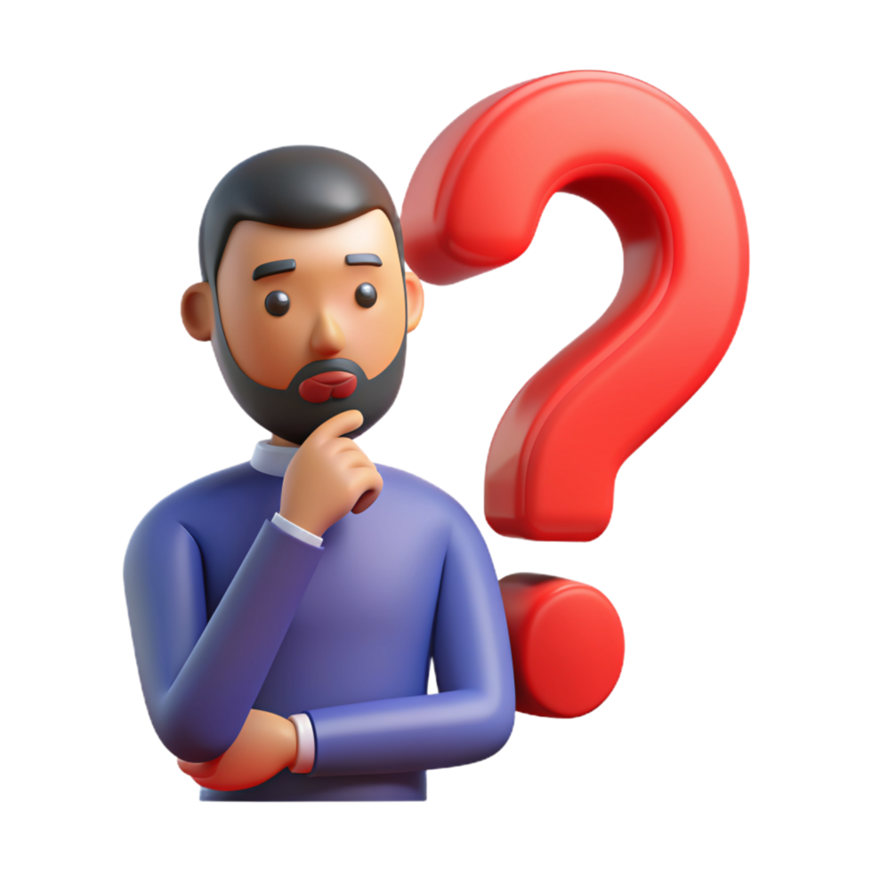 A man thinking about a question 3D photo png