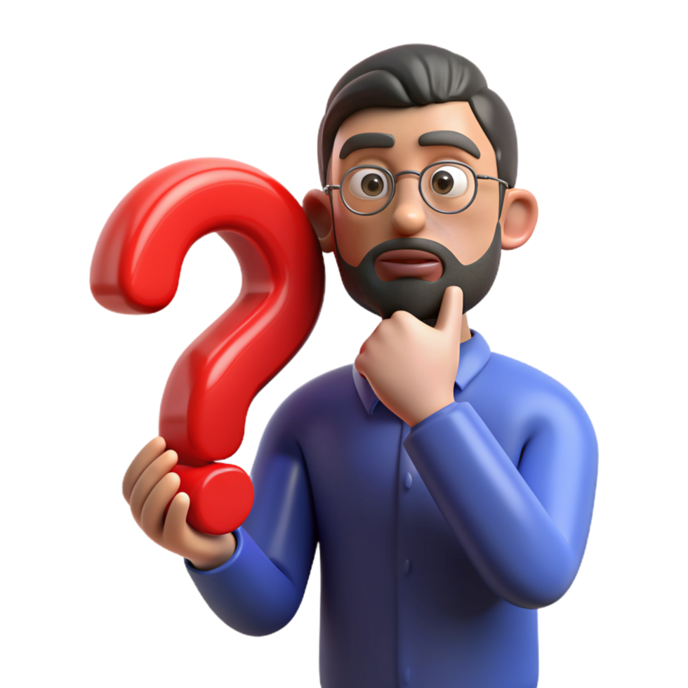 A man thinking about a question 3D photo png