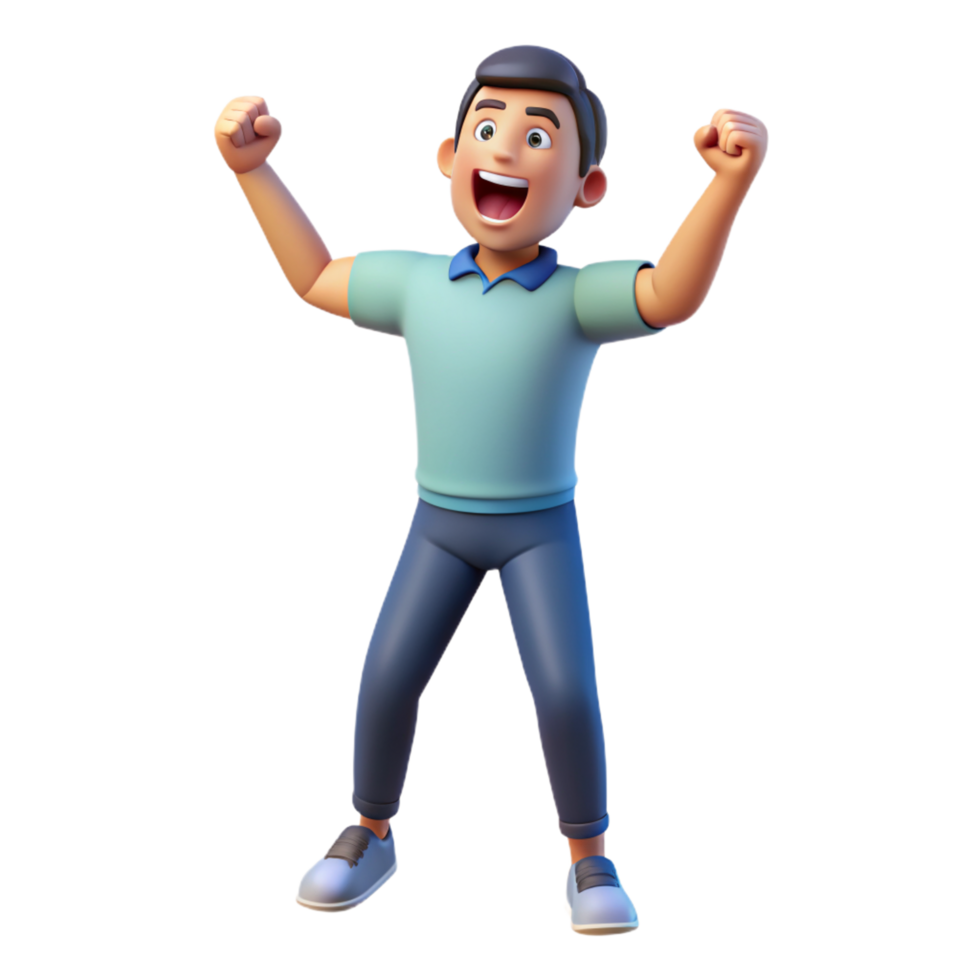 A exciting happy man 3D photo png