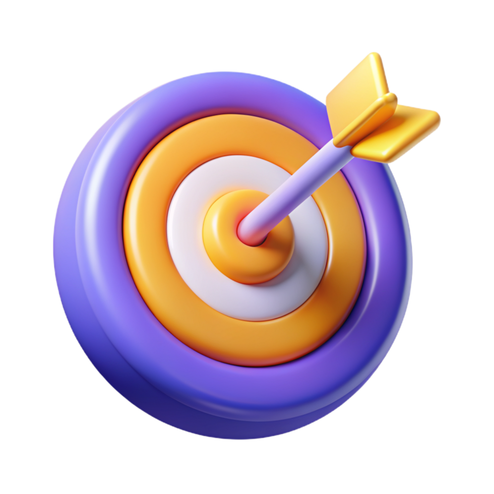 3D target icon or target symbol with arrow png