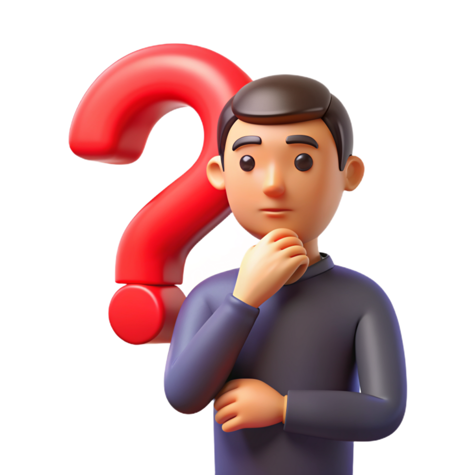 A man thinking about a question 3D photo png