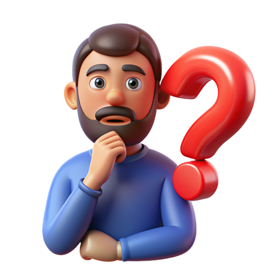 A man thinking about a question 3D photo png