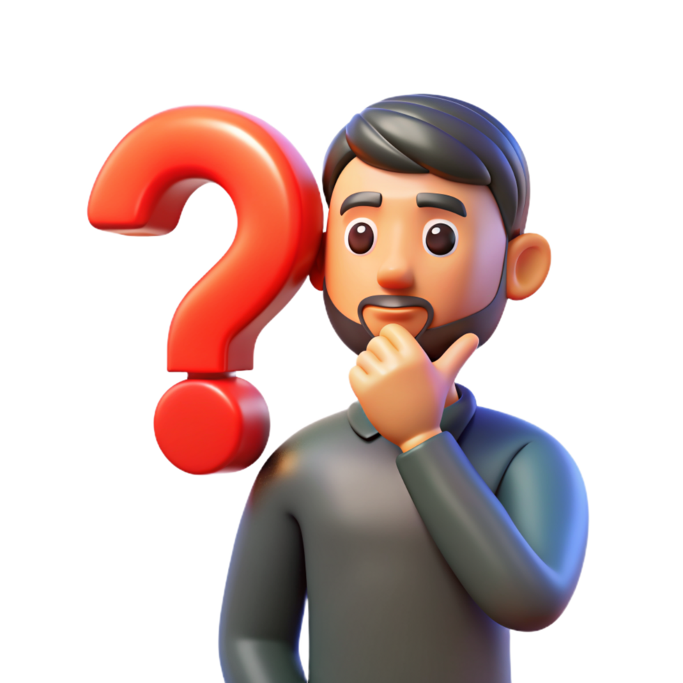 A man thinking about a question 3D photo png