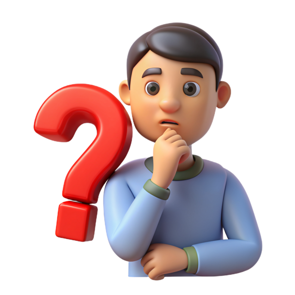 A man thinking about a question 3D photo png