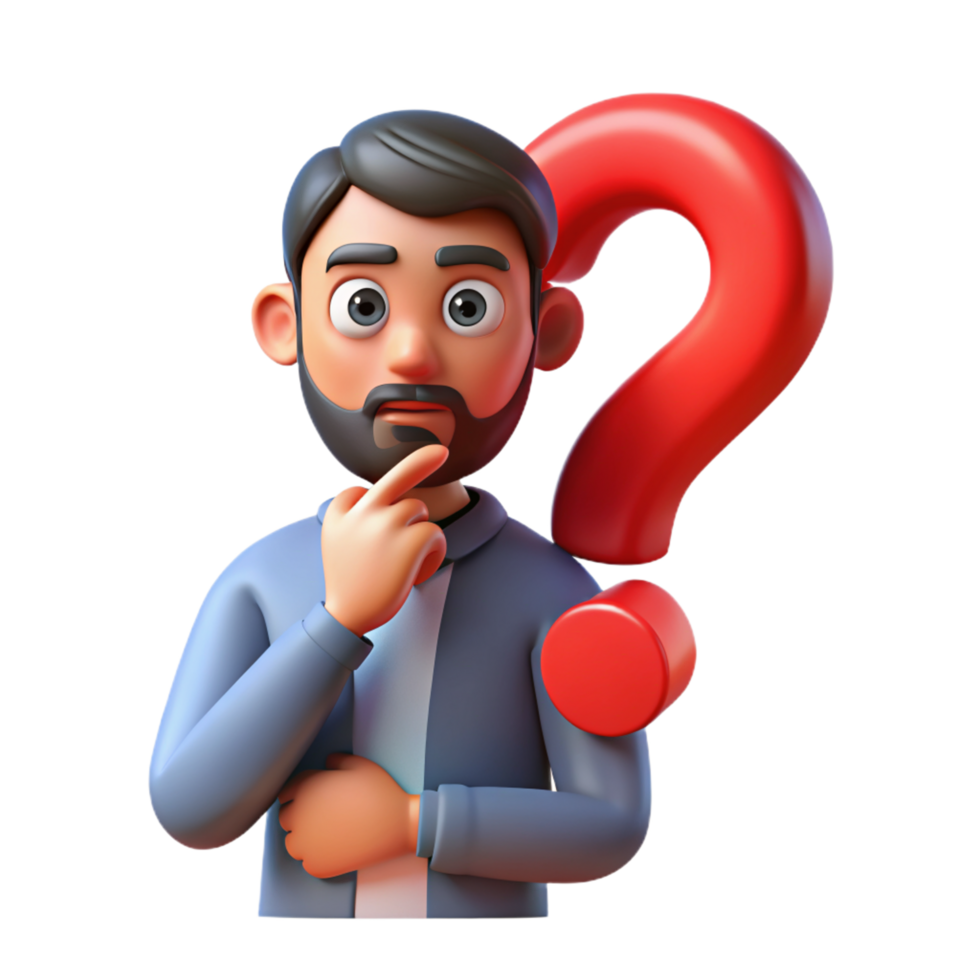 A man thinking about a question 3D photo png