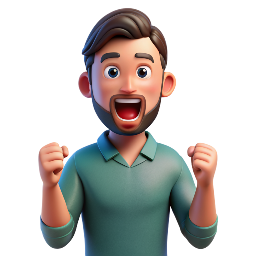 A exciting happy man 3D photo png