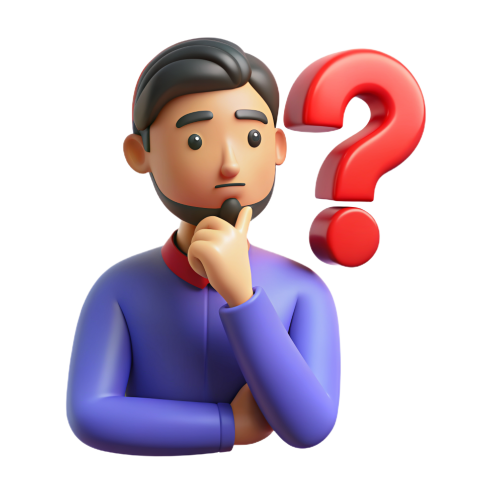 A man thinking about a question 3D photo png