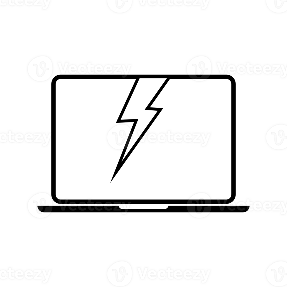 Broken computer isolated icon illustration design. Broken computer icon. Broken laptop, screen illustration. Broken PC signal for mobile devices png