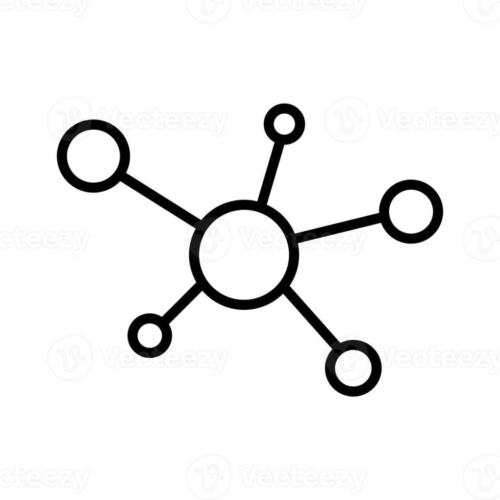 Molecule line icon. DNA outline symbol. Atom connection concept. png