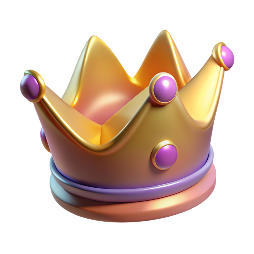 Golden crown 3D crown icon 3D crown design png