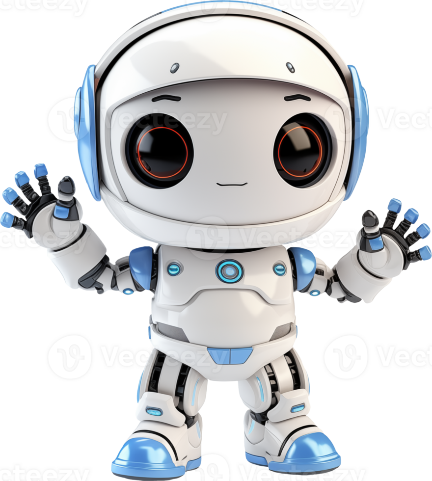 carino bianca e blu robot aumentare mani o agitando mani png