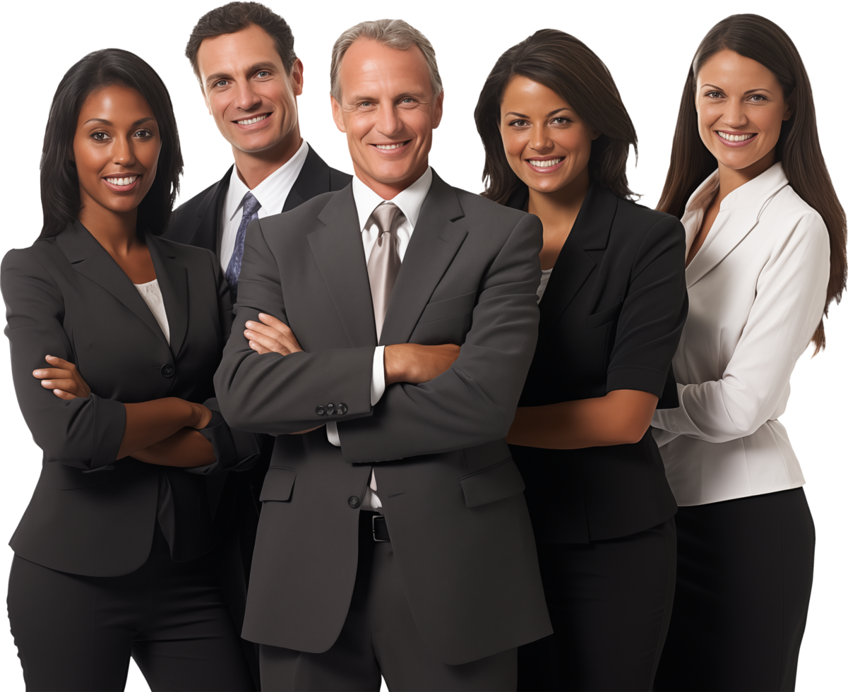Team of business people isolated on transparent background png