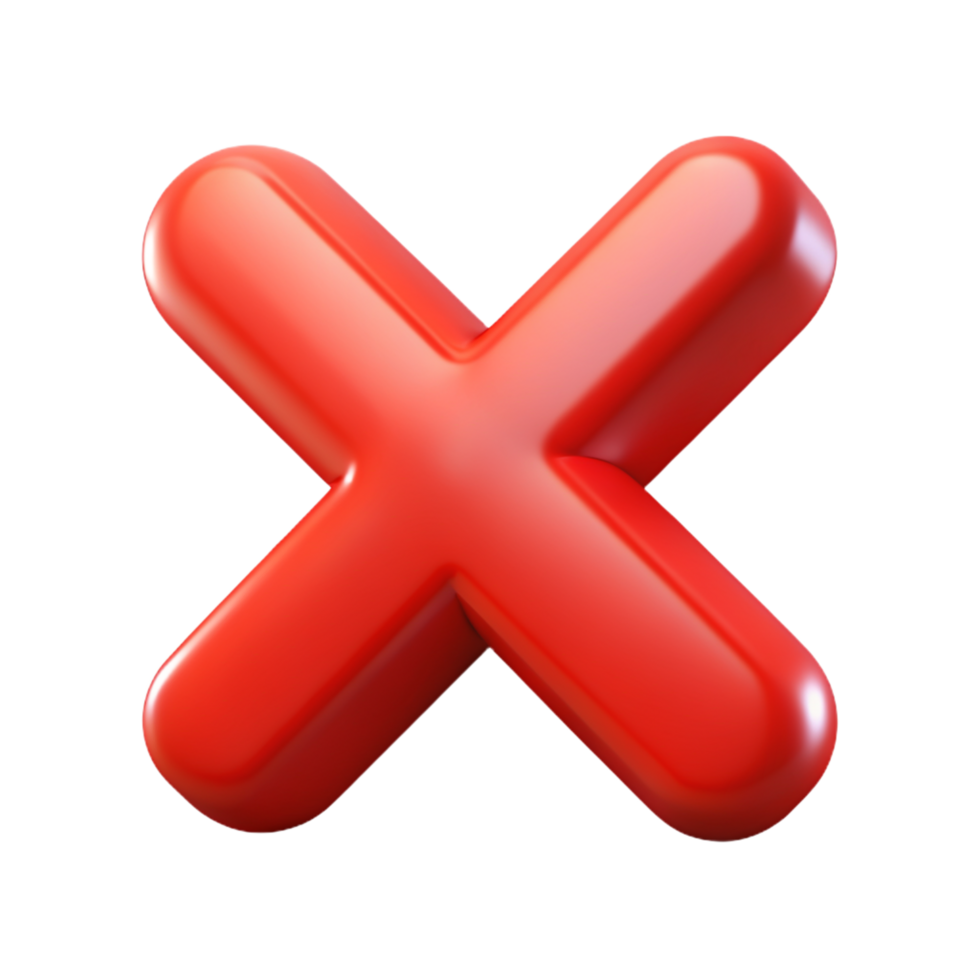 Wrong mark 3D Wrong mark icon 3D Wrong mark design 3D Wrong mark symbol png