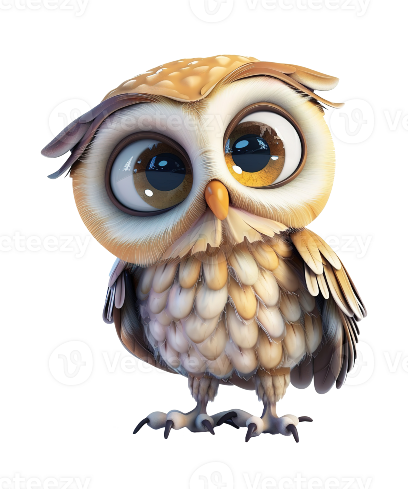 3d dessin animé illustration de mignonne hibou oiseau png