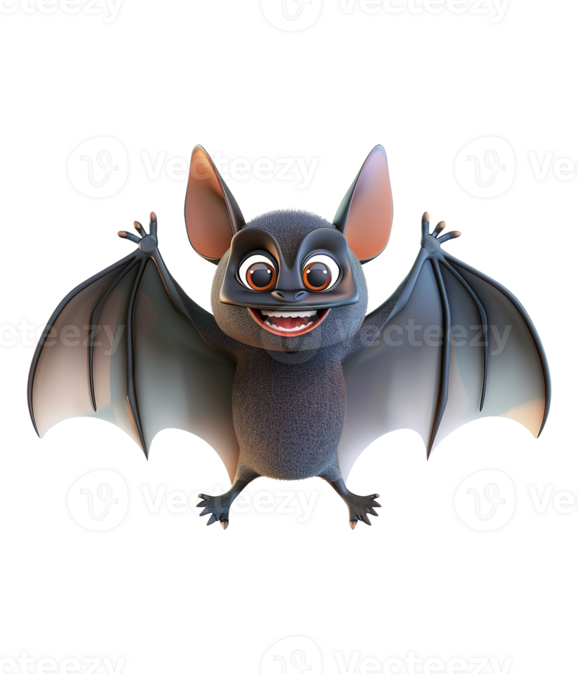 3d cartoon illustration of cute bat png