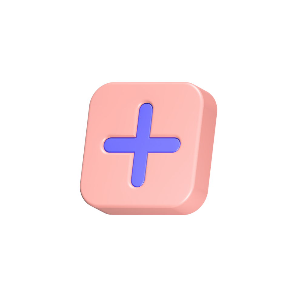 Plus cross add symbol 3d icon png