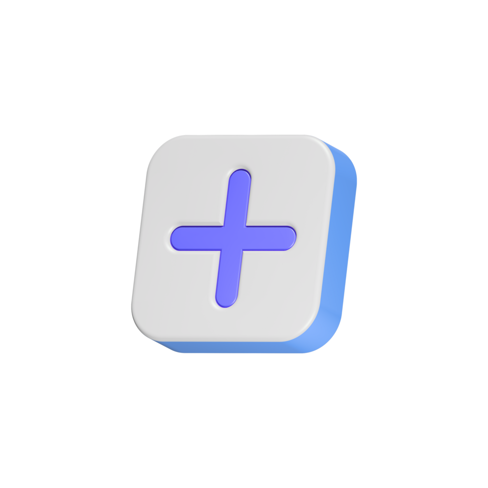 Plus cross add symbol 3d icon png