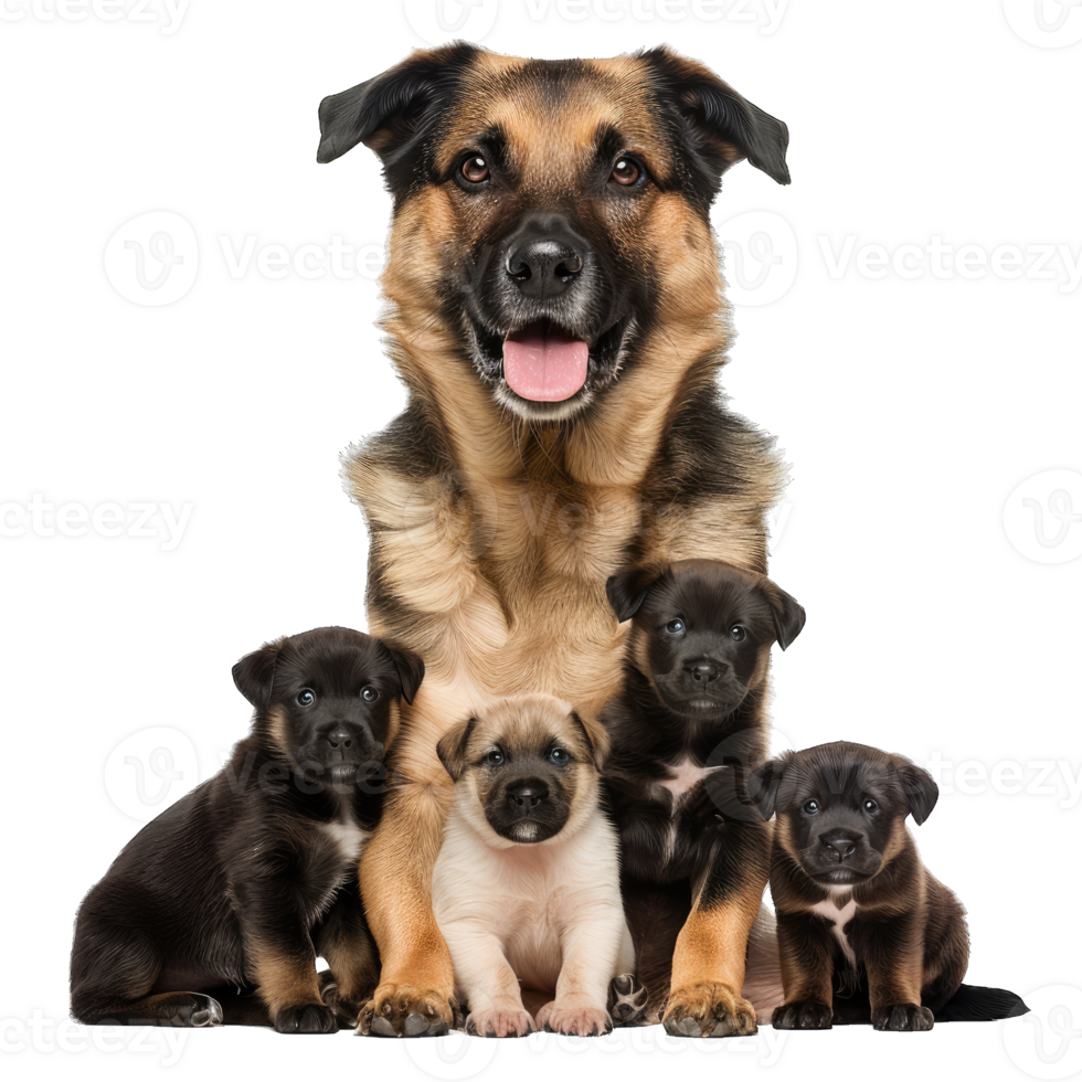 Cute dog and puppies png