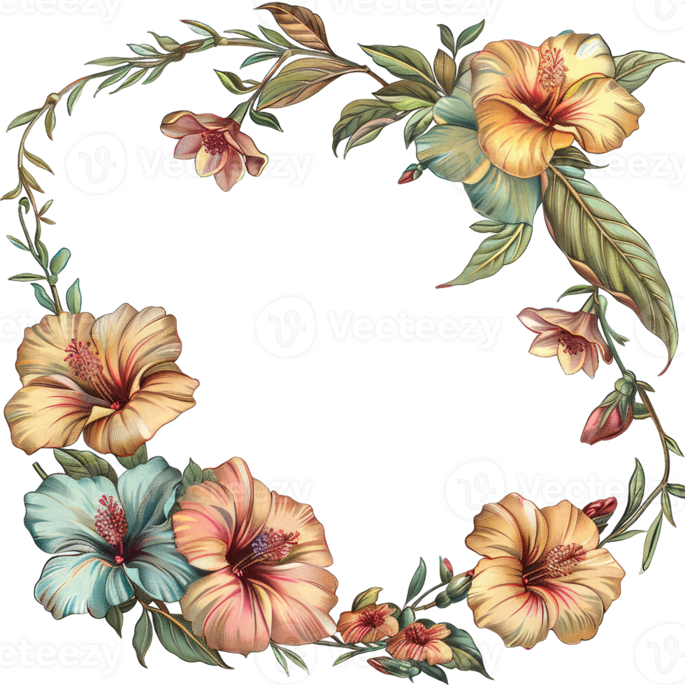an illustration of flowers in a frame png