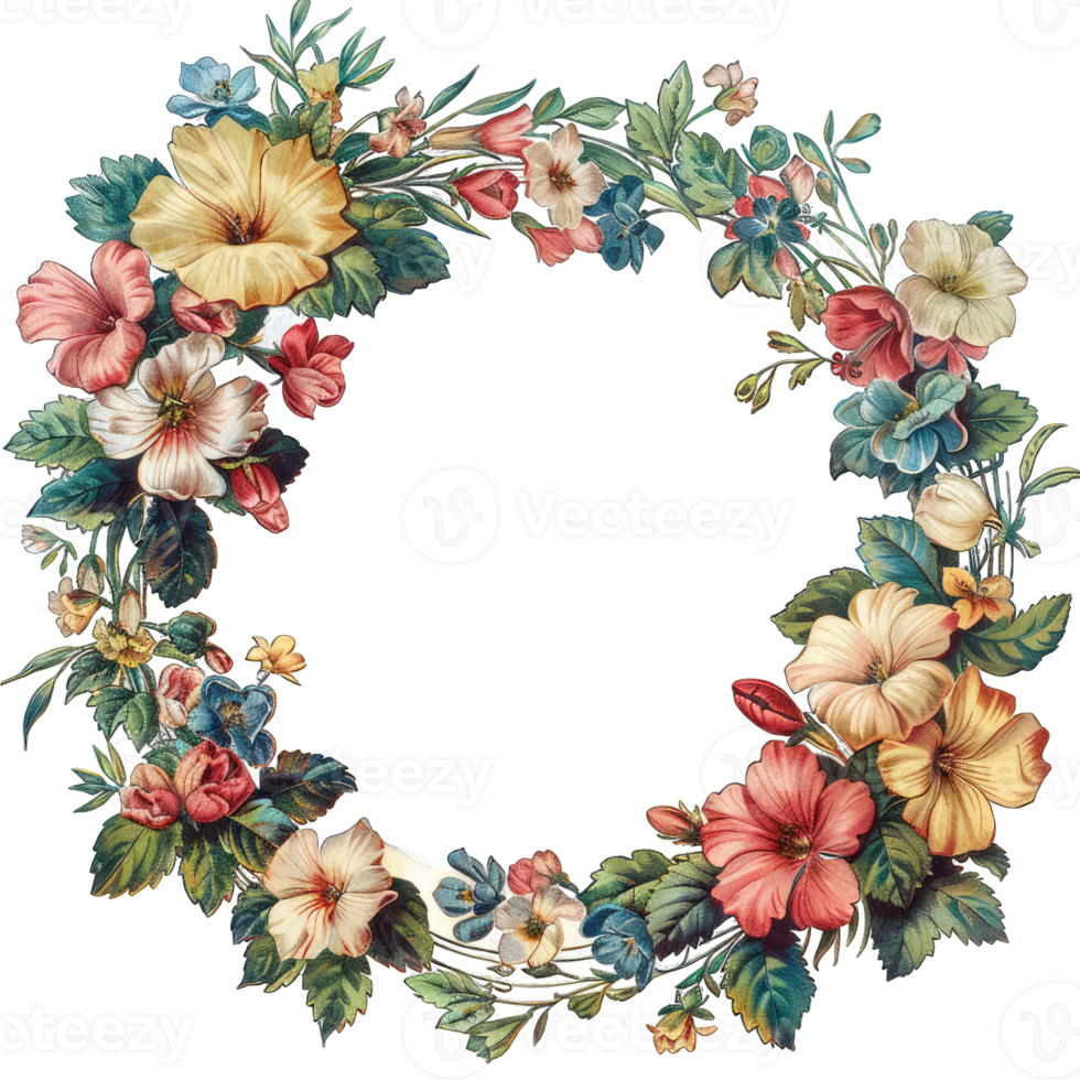an illustration of flowers in a frame png