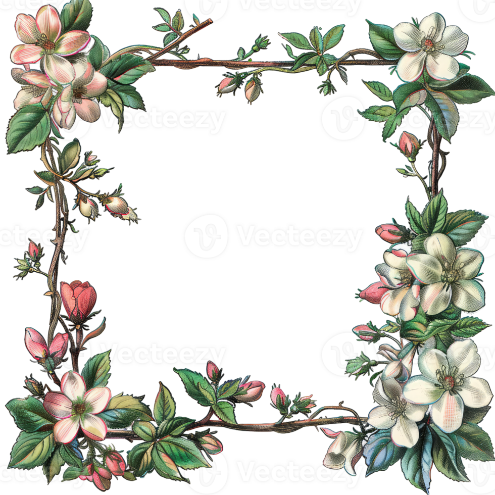 an illustration of flowers in a frame png