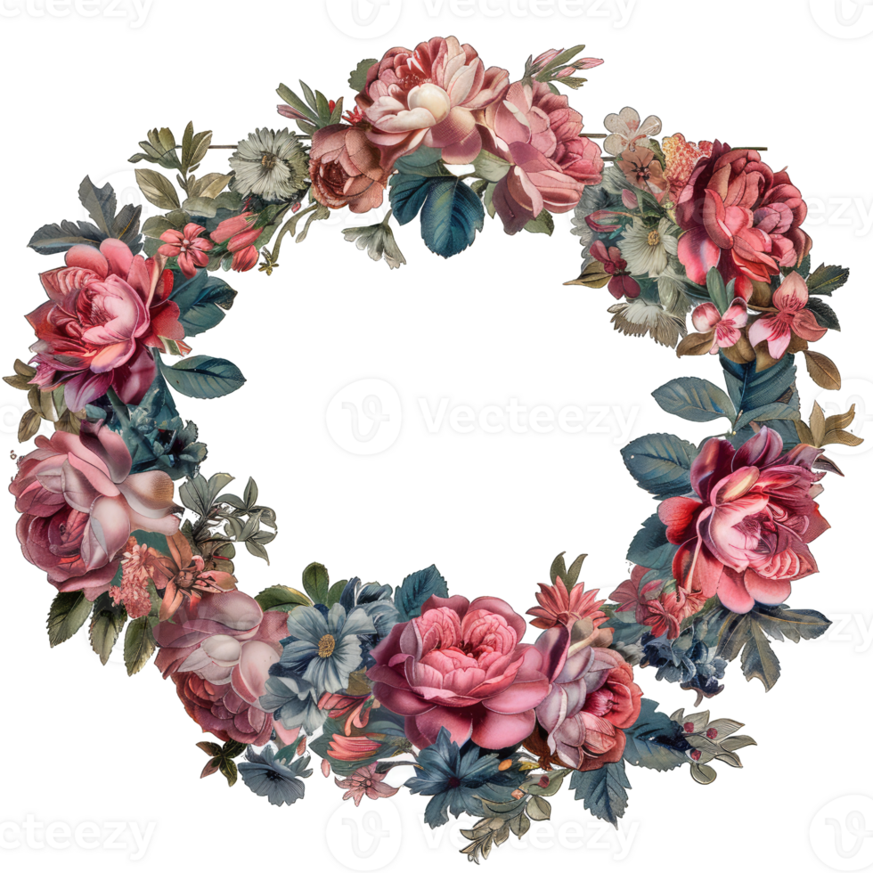 an illustration of flowers in a frame png