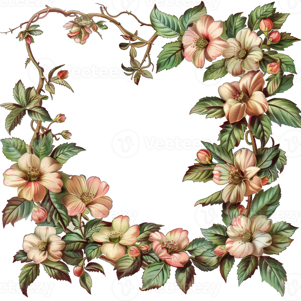 an illustration of flowers in a frame png