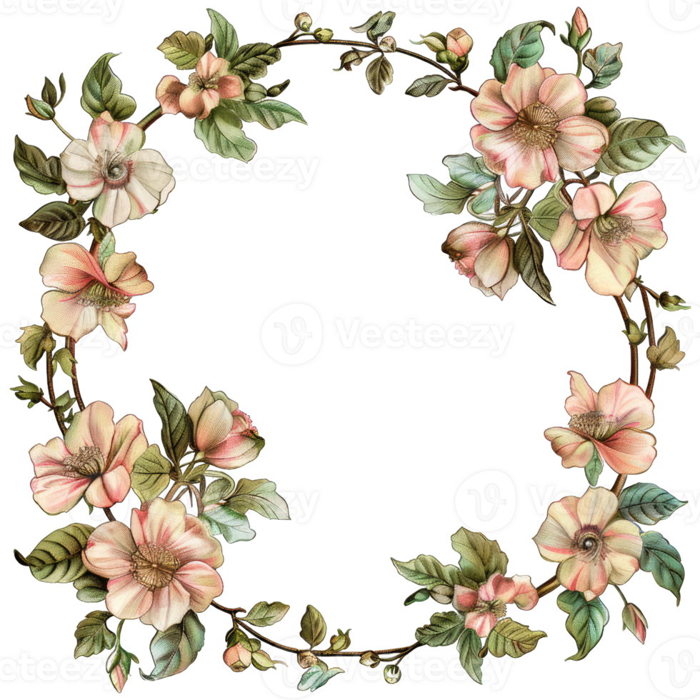 an illustration of flowers in a frame png