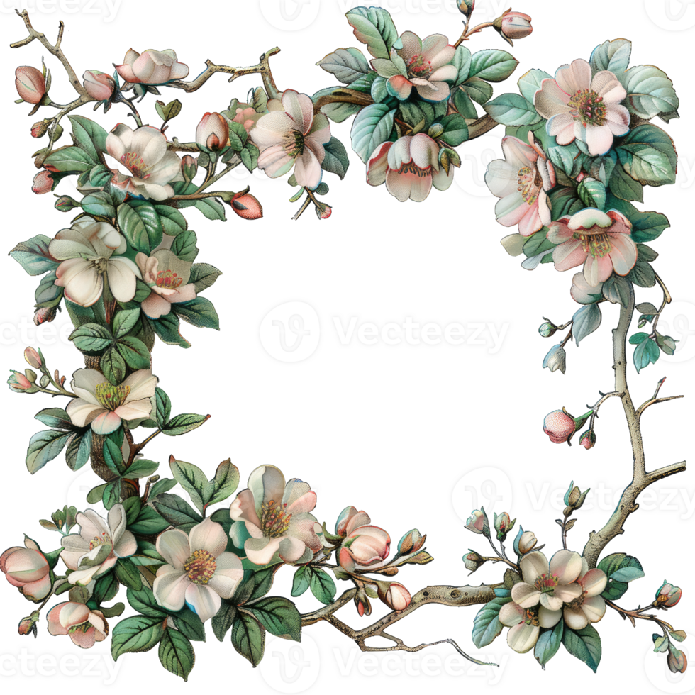 an illustration of flowers in a frame png