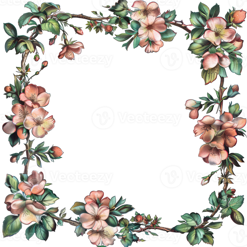 an illustration of flowers in a frame png