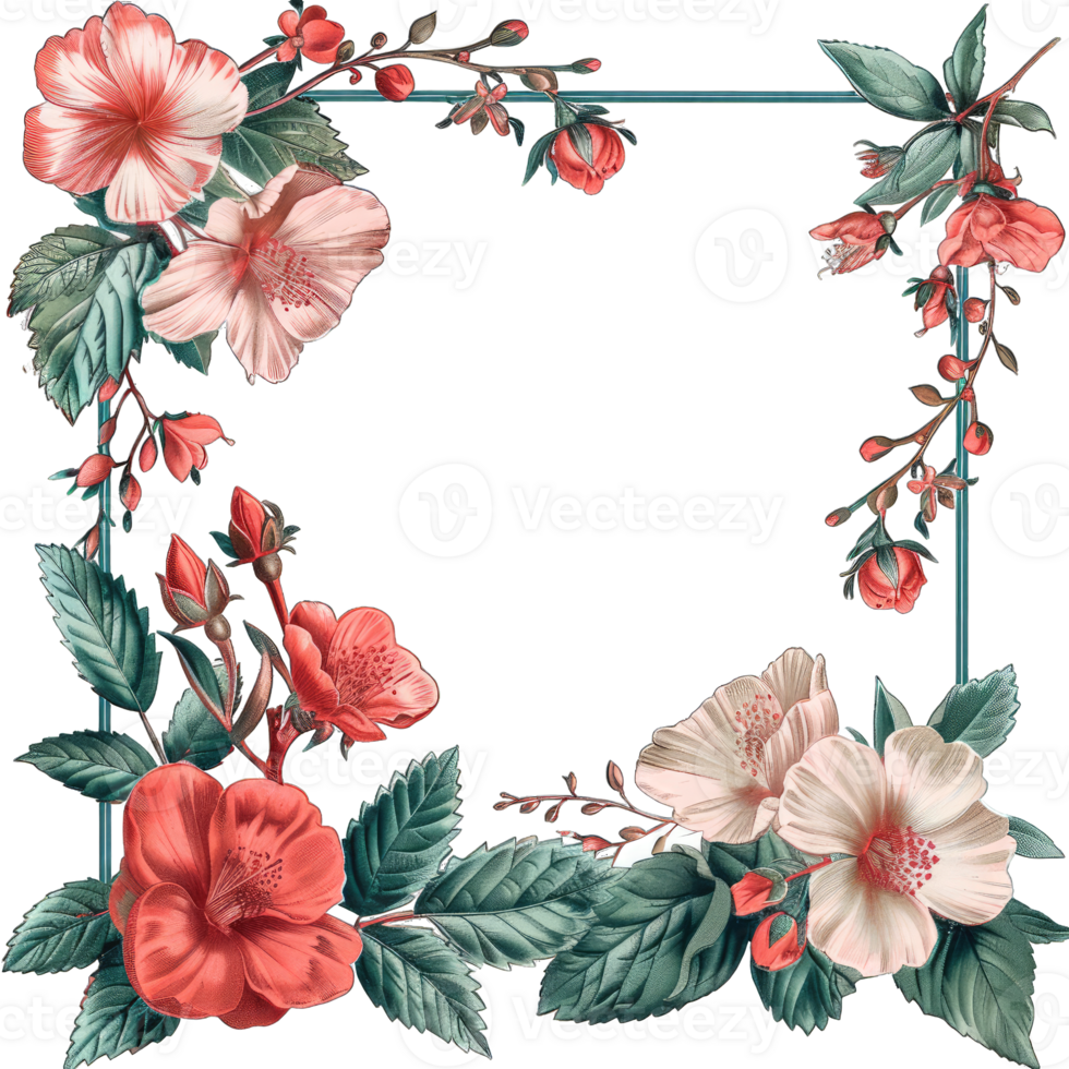 an illustration of flowers in a frame png