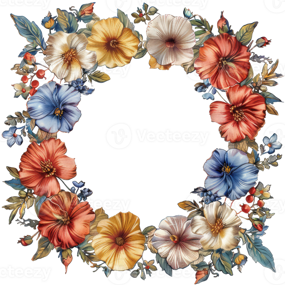 an illustration of flowers in a frame png