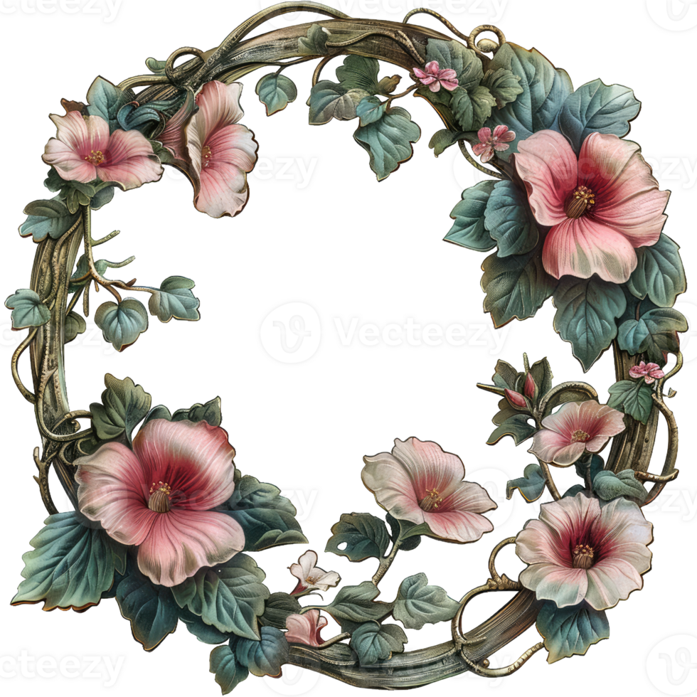 an illustration of flowers in a frame png