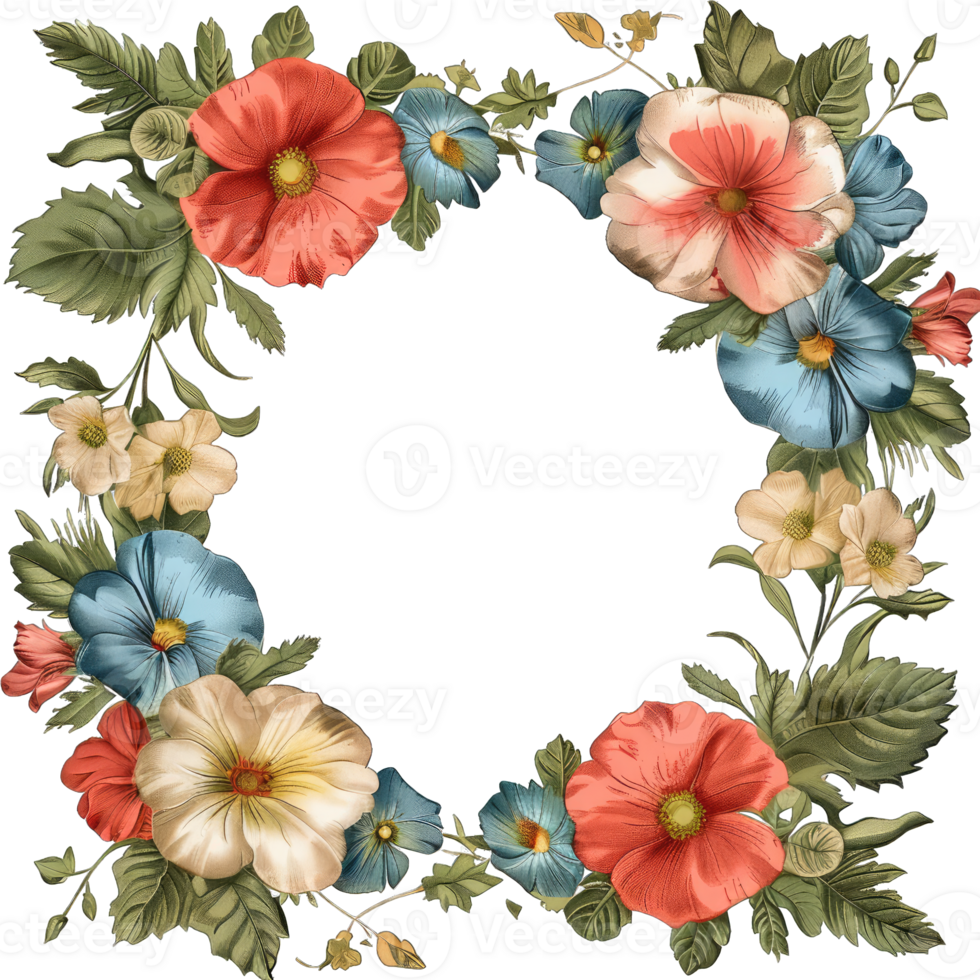 an illustration of flowers in a frame png
