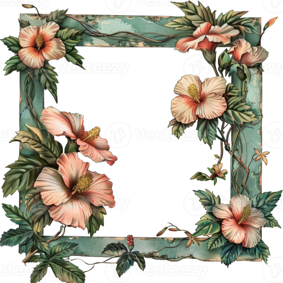an illustration of flowers in a frame png