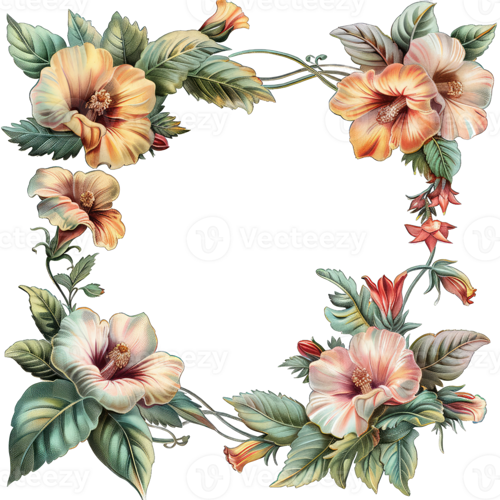 an illustration of flowers in a frame png