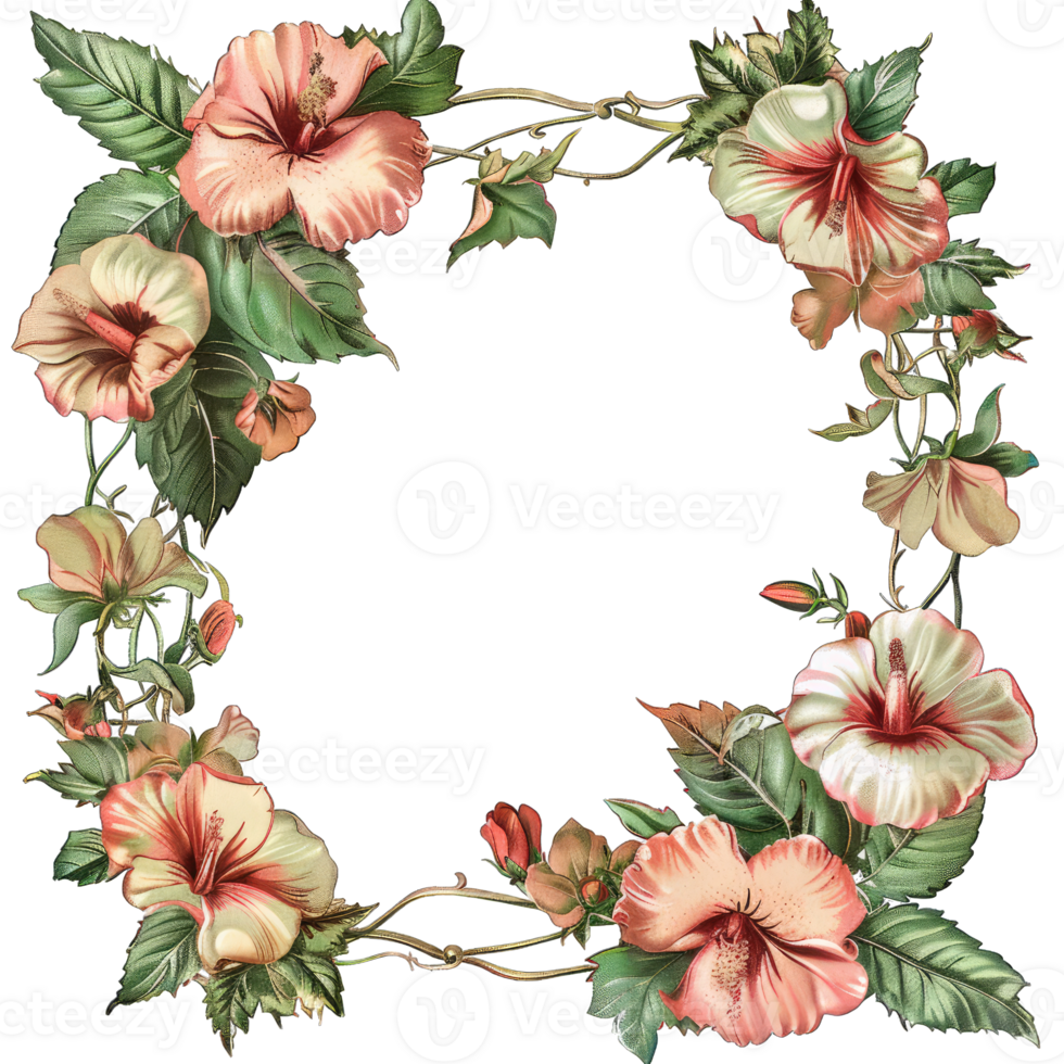an illustration of flowers in a frame png
