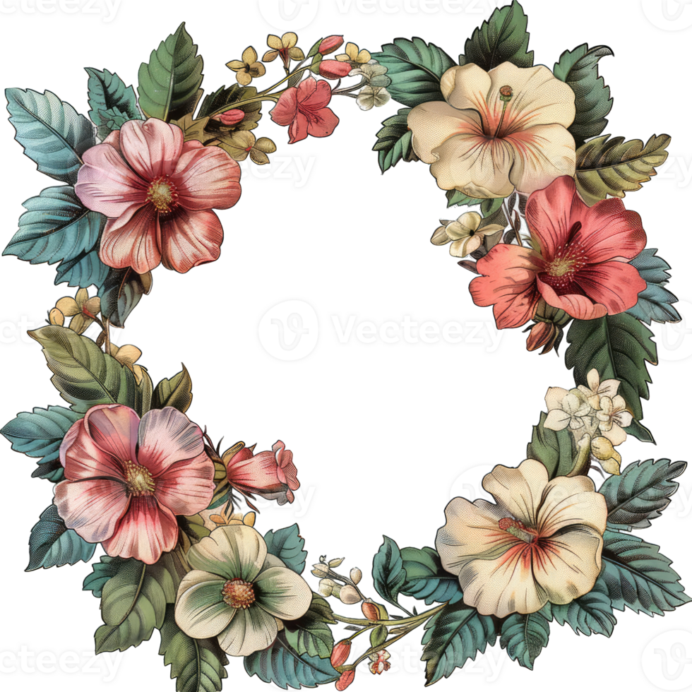 an illustration of flowers in a frame png