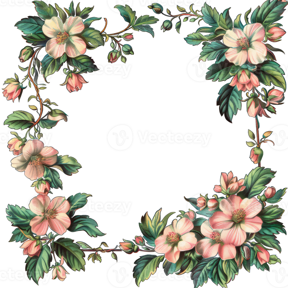 an illustration of flowers in a frame png