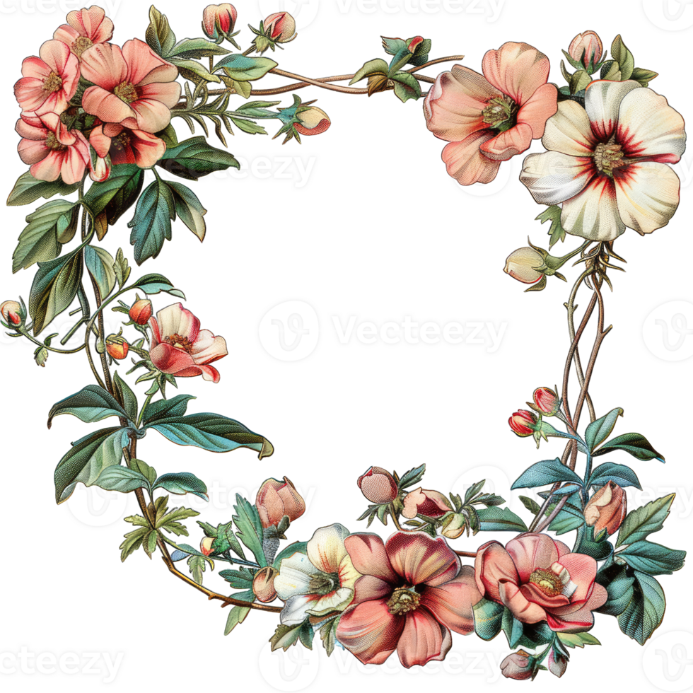 an illustration of flowers in a frame png