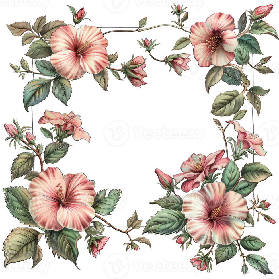 an illustration of flowers in a frame png