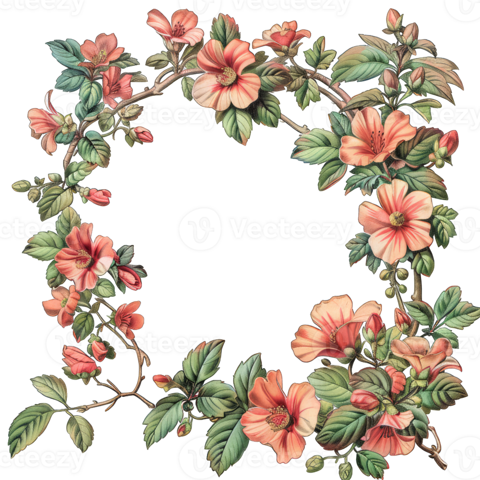 an illustration of flowers in a frame png